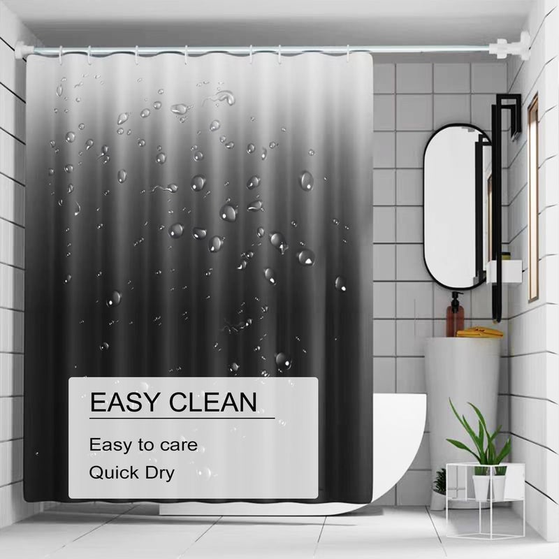 TIKABC Shower Curtain Liner, 4G PEVA Shower Liner, Plastic Waterproof Shower Curtains, with Grommet Holes and 3 Magnetic Weights(Gradient Grey) - Image 3